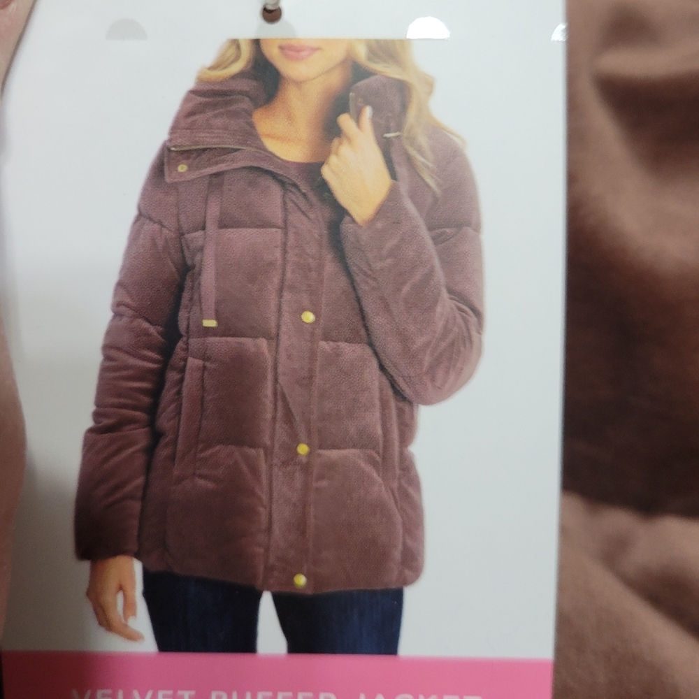 Velvet Puffer Jacket Isaac Mizrahi Small Large - Picture 7 of 16